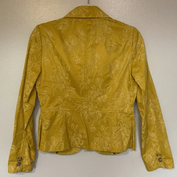 Sisley Yellow Floral Blazer 🌼 Size Small Fitted Jacket Button Front EUC - Picture 5 of 10